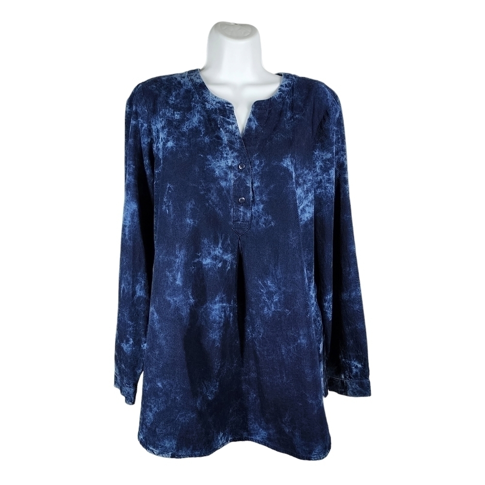 PURE JILL ACID WASH ORGANICALLY GROWN COTTON TUNIC TOP